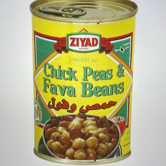 Ziyad fava beans & chick peas 15ozo