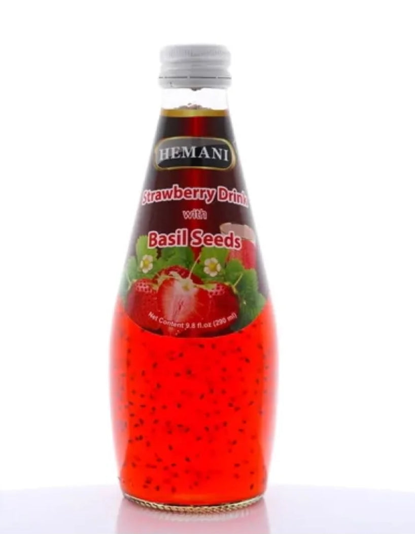 Hemani Basil seed strawberry drink