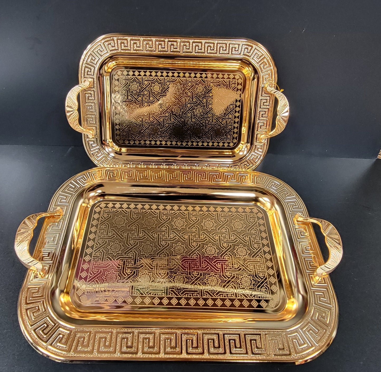 Serving tray gold set of 2