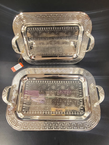 Serving tray silver set of 2