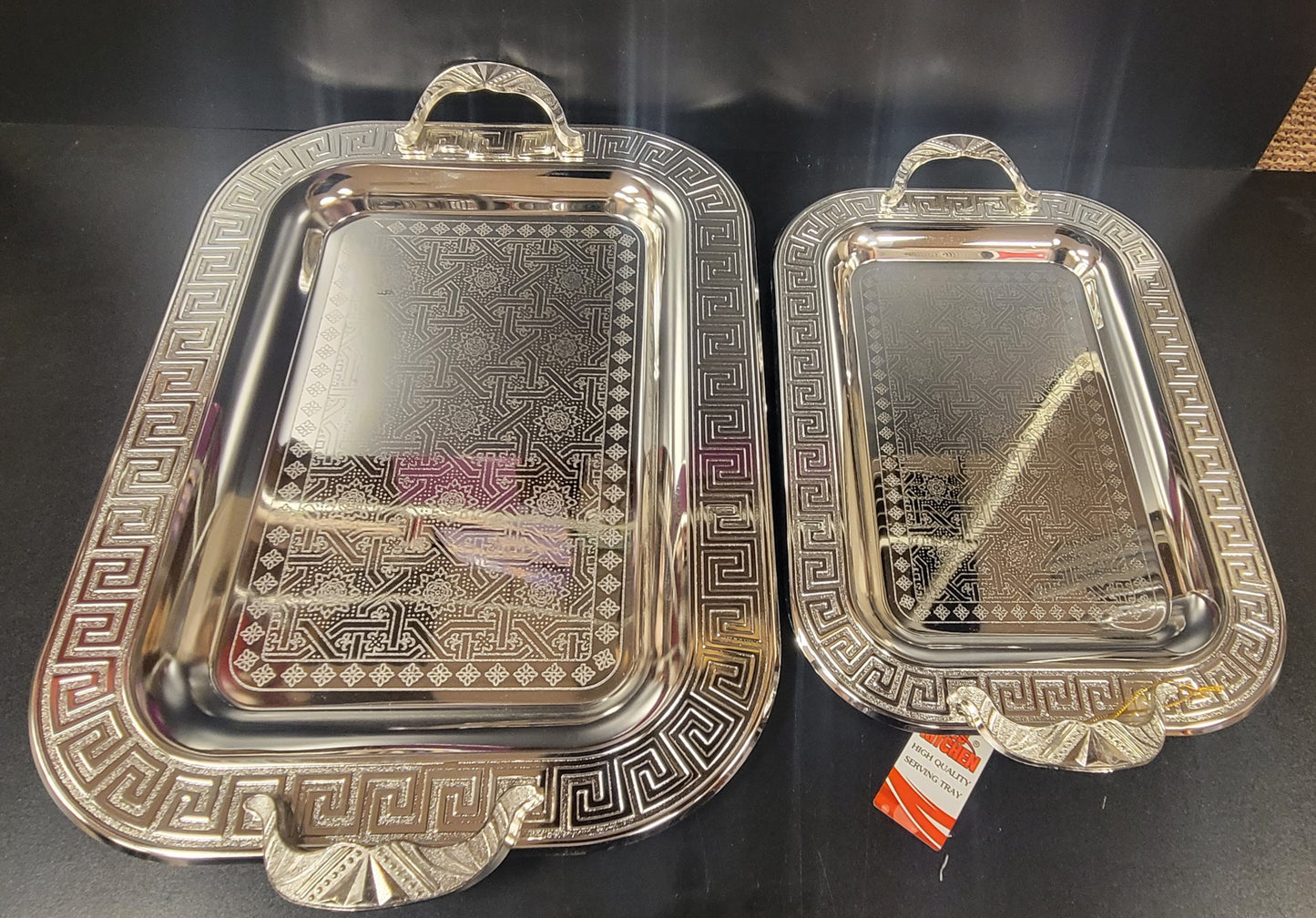 Serving tray silver set of 2