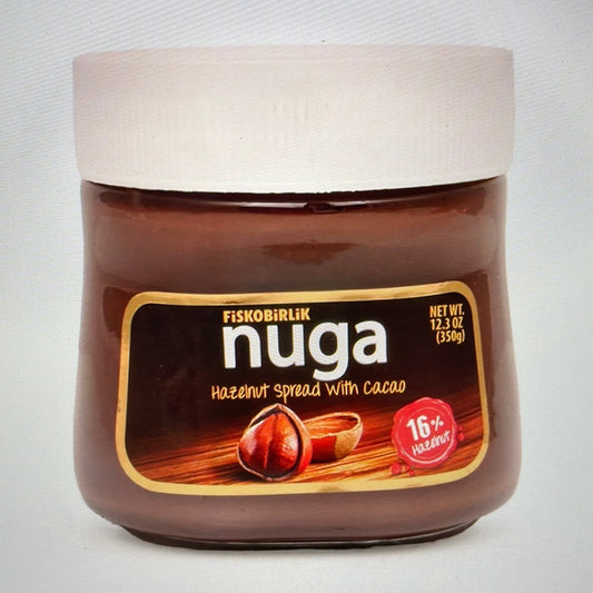 Nuga hazelnut spread w cocoa 350g glass