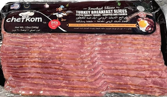 Chefkom turkey breakfast smoked slices 12oz frozen