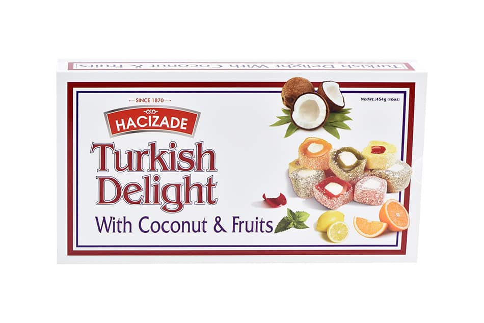 Hacizade Turkish Delight with coconut & fruit 454g